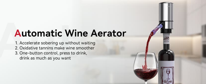 Rechargeable Electric Wine Gift Set - Aerator, Vacuum Stoppers, Foil Cutter and Bottle Opener for Home Bar and Outdoor Parties