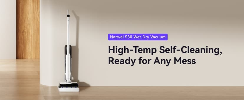NARWAL S30 Wet Dry Vacuum Cleaner with 20000Pa Suction, 176°F Self-Cleaning, Heated Drying, Disposable Waste Bag, Tangle-Free, Cordless Vacuum Mop for Hard Floors & Edge Cleaning, Easy to Use