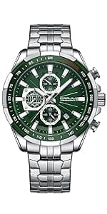 CRRJU Men's Fashion Stainless Steel Watches Date Waterproof Chronograph Wristwatches,Stainsteel Steel Band Waterproof Watch