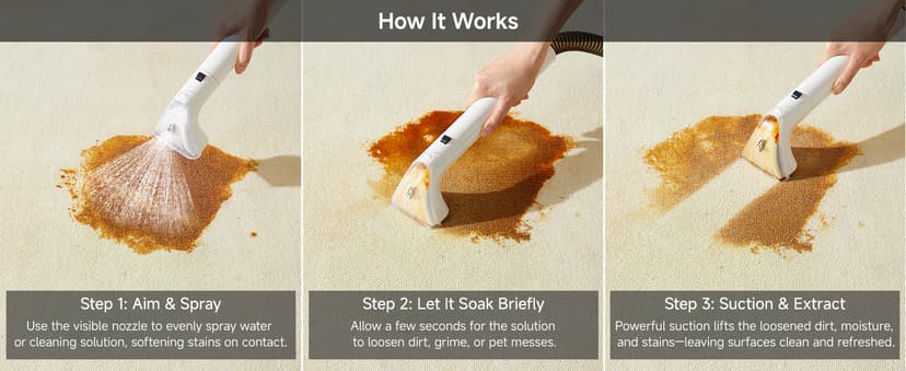 uwant Carpet Cleaner Machine 18Kpa Powerful Suction, Portable Carpet Cleaner for Pet Stains with Cleaning Tools&Solution Self-Cleaning Upholstery Cleaner for Car, Couch, Rug, Spot