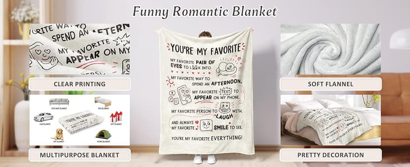 Craftique Birthday Gifts for Girlfriend Boyfriend- I Love You Blanket for Him Her- Romantic Girlfriend Gifts Anniversary, Funny Soft Blanket Gift for Him Her Husband Wife Fiance, 60”×50”