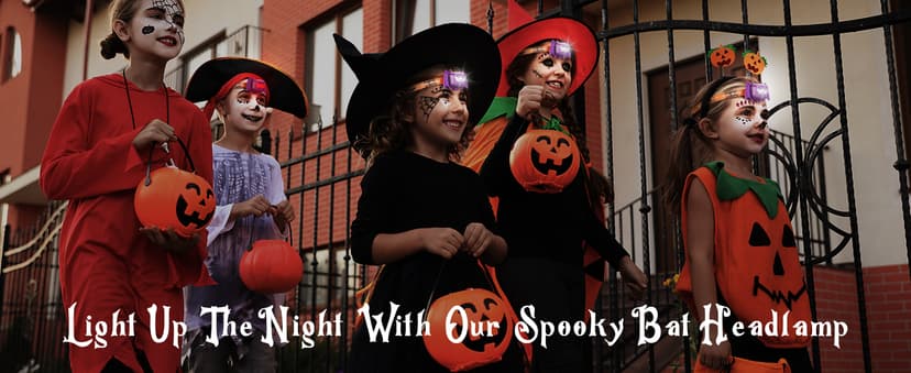 EverBrite Halloween Bat Headlamps Halloween Gifts,3 Modes Head Lamps with Warm/Red/Strobe Lights, Headlights for Halloween Party and Decorations 2 Pack