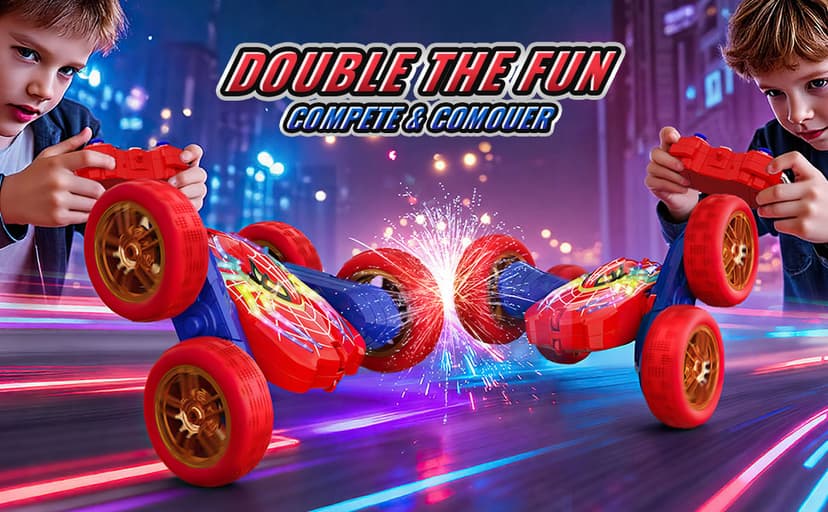 360°Flip Remote Control Car Toys for 3-12 Boy Toys, 4WD RC Cars Double-Sided with Glowing Hero Eyes & Legs, 2.4GHz Drift RC Stunt Race Car, Christmas Birthday Gifts for Boys Age 3 4 5 6 7 8 9 10 11 12