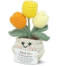 OASSIE Christmas Thank You Gifts for Women Friends - Thank You for Being A Friend Emotional Support Crochet Tulip with Card - Birthday Gifts for Women Friendship, Friend Gift for Coworker Sister