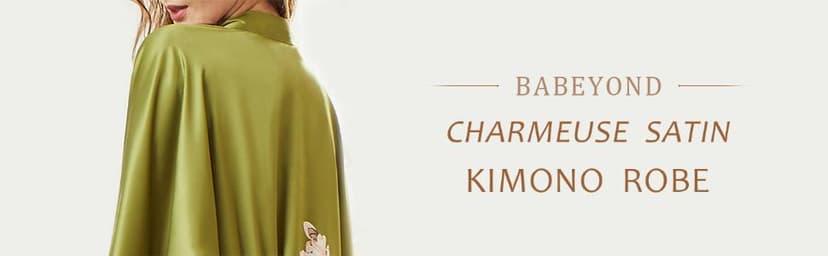 BABEYOND Kimono Robe Cover up with Box Long Floral Satin Sleepwear Silky Bathrobe Bachelorette Robe