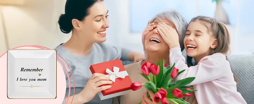 Ceramic Jewelry Tray for Mom: Christmas Gifts for Women Wife Grandma.Trinket Tray Dish Decorations for Rings Earrings Necklaces Bracelet, Mothers Day Birthday Gifts for Women Mom Sister Friends