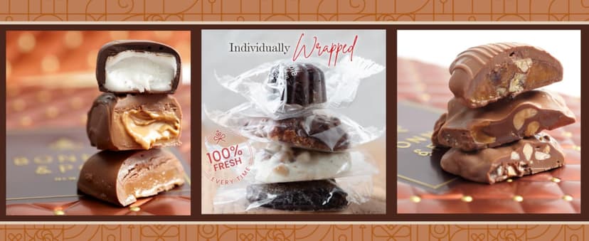 Christmas Chocolate Gift Basket– Holiday Candy Gift Box with Assorted Milk, Dark & White Chocolates – Holiday Food Gift Idea for Men, Women, Family, Corporate- Bonnie & Pop Christmas Style