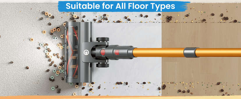 Cordless Vacuum Cleaner, 500W/45Kpa Vacuum Cleaners for Home with LED Display, 8 in 1 Lightweight Stick Vacuum with 60Min Runtime, Anti-tangle, Wall Mount Charging for HardFloor/Carpet/Pet Hair