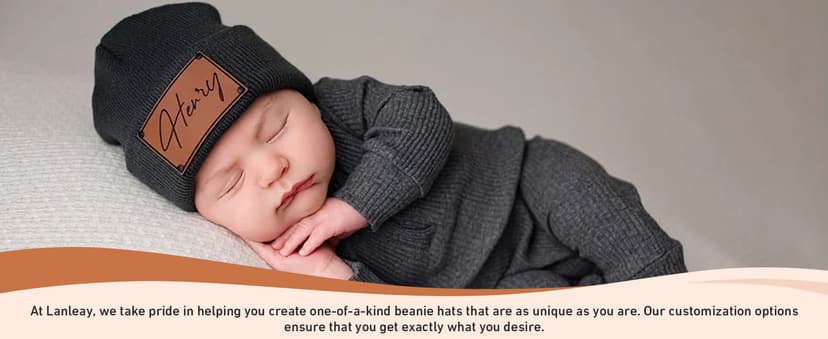 Custom Toddler Baby Beanies, Mama Mini Matching Hats, Leather Patch Baby Knit Hats, Winter Beanies for Infant, Kids Adults