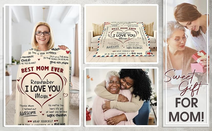 GEEMBI Gifts for Mom from Daughter Son - Super Soft Fleece Throw Blanket for Couch Bed 60x80 in - Mothers Day Mom Birthday Gifts, Mama Gift for Mother, Lightweight Fleece Blanket for Women