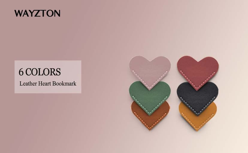 Leather Heart Bookmarks, Wayzton Corner Page Book Accessories for Women, Kids, Cute Handmade Reading Gifts