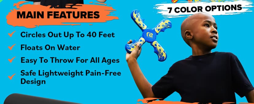 Boomerang for Kids - It Really Does Fly Back - Fun & Easy to Use Gifts for Boys & Girls - Best Toys for Ages 8-13 Gift Idea - Soft Foam Design Stocking Stuffers for Kids 6 7 8 9 10+ Year Old Boy Gifts