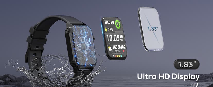 TRAUSI TRAUSI Smart Watches for Women Men, 1.83" HD Smartwatch with 110 Sports Modes, IP67 Waterproof, Bluetooth Call and Music Control;Heart Rate and Sleep Monitor (Black)