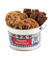 David's Cookies Merry Christmas Assorted Brownies & Crumb Cake Gift Tin 16pcs - Delicious, Fresh Baked Snacks, Gourmet Chocolate Fudge Slices, Brownies, Ideal Gift for Christmas Holidays