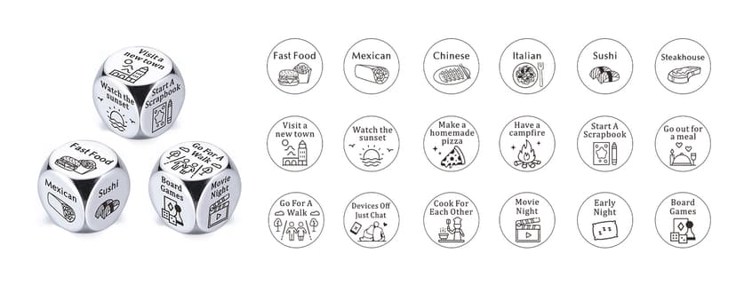 Him Her Couple Gifts for Boyfriend Girlfriend Food Decider 11th Anniversary Steel Date Night Gifts for Husband Wife for Wedding Christmas Valentines Birthday for Women Men