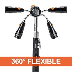 Gifts for Him, LED Magnetic Pickup Tools, Telescoping Magnetic Flashlight Pick Up Tool, Christmas Stocking Stuffers for Men Adults, Unique Cool Gifts for Men, Dad, Husband, Black
