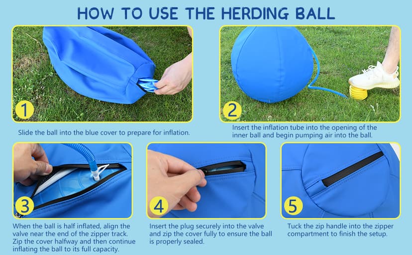 Herding Ball for Dogs - 18" Dog Herding Ball, Agility Equipment, Herding Ball for Australian/German Shepherd Collie, Dog Toys for Christmas/Birthday Gifts (Blue, Medium - 18")