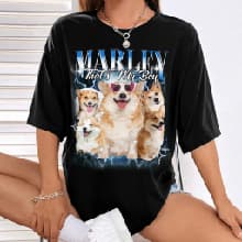 Generic Personalized Bootleg Rap Shirts for Girlfriend & Boyfriend, Custom Tee with Vintage Face Photo, Gift Idea for Birthday and Valentines Day Black, Small-XX-Large