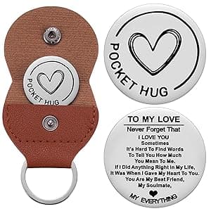 Aesnefe Pocket Hug Token Inspirational Reminder Gifts Mental Health Thinking of You Gift Self Love with PU Leather Keychain