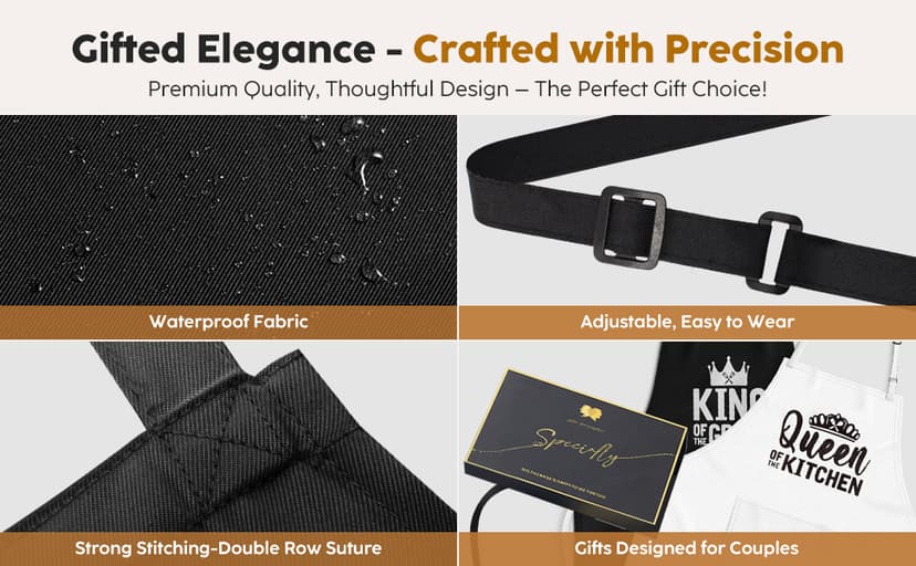 King & Queen Apron Set - Wedding Engagement Gifts for Couples, Funny Kitchen Gifts for Couples, Husband, Wife, Boyfriend, Girlfriend, Him Her, Bridal Shower Gifts, Unique Valentine's Day gifts ideas