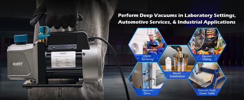 Orion Motor Tech Vacuum Pump, 3.5 cfm 1/4 hp HVAC Single Stage Vacuum Pump for R12 R22 R134a R410a R502, Auto AC Vacuum Pump Kit for Automotive Air Conditioner Resin Degassing & More, Oil Included