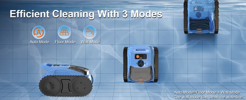 (2025 Upgrade) Pool Vacuum for Inground Pools, Robotic Pool Cleaner, Wall Climbing Pool Cleaner, Cleans Pool Floors, Drain & Walls & Waterline, Cleaning Up to 2100 Sq.ft, 180 Min