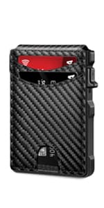 SEMORID Slim Aluminum Card Holder Wallet for Men, Durable Expandable Backplate, RFID Blocking Minimalist Metal Pop Up Wallet, Holds 12+ Cards Plus Cash (Black)