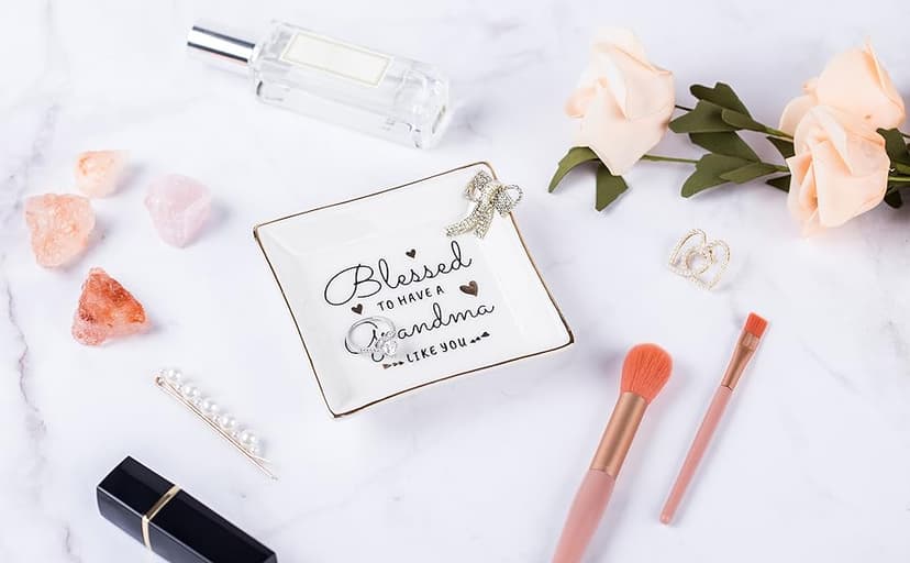 Grandma Birthday Gifts from Granddaughter Grandson, Gift for Grandma Jewelry Ring Dish Blessed to have a grandma like you, Mother's Day Christmas Valentines Day Gifts for Grandma Nana