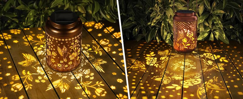 Solar Lanterns Outdoor Waterproof Hummingbird Garden Decor Gifts for Women Mom Grandma Hanging Solar Lights Metal Solar Decoration Outside for Yard, Patio, Backyard, Porch