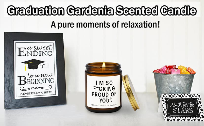 Funny Graduation Gift for Her/Him, So Proud of You Graduation Candle for Party Decorations, Gardenia Scented Candle High School College Grad Gift
