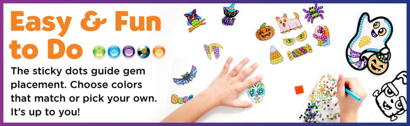 Creativity for Kids Halloween Big Gem Diamond Painting Kit | Create 13 Spooky Stickers & 2 Suncatchers with 1000+ Colorful Gems | Fun for Parties, Gifts & Seasonal Décor (Ages 6+)