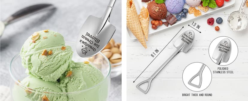 Grandpa Papa Gifts for Birthday Fathers Day Funny Dad’s Ice Cream Shovel Spoon Presents for Grandfather Pops Daddy Step Bonus Dad, Dad’s Birthday, from Grandkids, Grandchildren