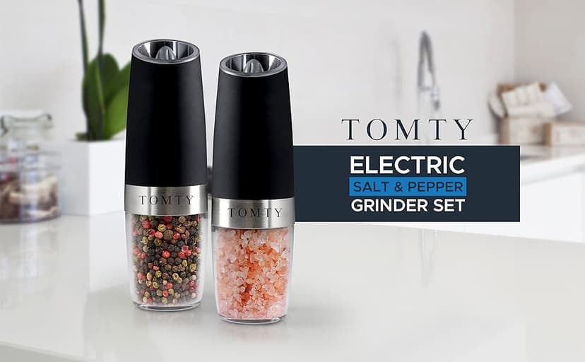Gravity Electric Salt and Pepper Grinder Set White Elephant Gifts for Women Who Have Everything Grilling Men Kitchen Gadgets Housewarming Holiday Cooking Adults Idea Battery Operated Shakers Automatic