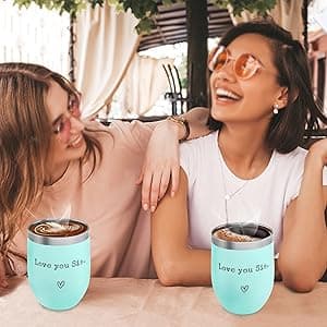 Sisters Gifts from Sister - I Love You Sis-Christmas Gift Birthday Gift for Sister - Sisters Gifts - 12oz Coffee Tumbler for Besties, Girls(Mint)