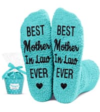 HAPPYPOP Gifts for Mother in Law - Mothers Day Socks Keychain with Greeting Card, Mom in Law Birthday Gifts Christmas Stocking Stuffers