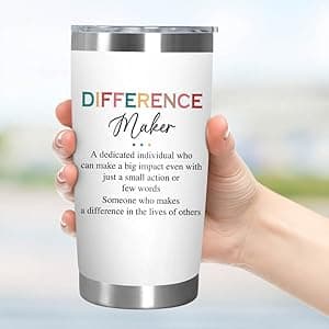 Christmas Appreciation Gifts for Coworkers - 20 oz Stainless Steel Insulated Tumbler - Birthday Inspirational Thank You Gifts for Women Teachers Coworkers Boss, Difference Maker Gift Ideas