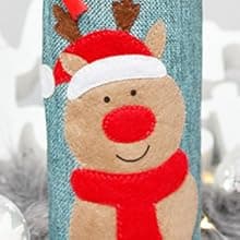 4pcs Christmas Wine Bottle Bags Burlap Wine Bottle Gift Bags with Drawstring, Reusable Santa Claus, Snowman & Reindeer Drawstring Covers for Xmas New Year Party Table Decoration