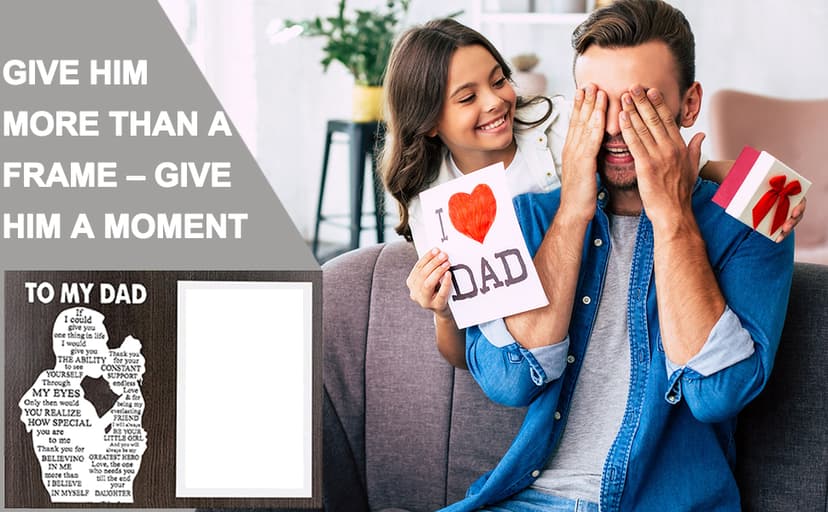 Cool Dad Gifts Ideas from Daughter, To Thank You Dad Birthday Gift Wooden Picture Frame for Dad's Christmas Thanksgiving Retirement Fathers Day Tabletop Wall Decor, Meaningful Appreciation Present