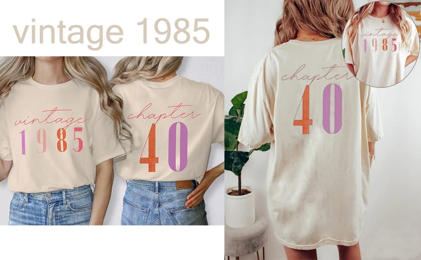 40th Birthday Gift for Women Vintage 1985 Shirt Letter Print Retro Party Tops Casual Short Sleeve Tee