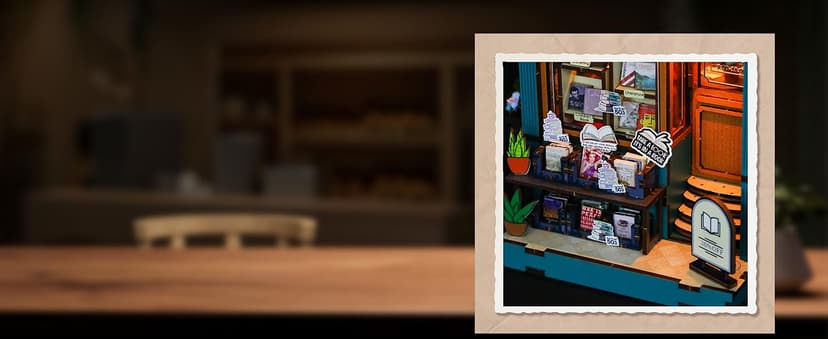 DIY Book Nook Kit with Music Box, Wooden 3D Puzzle Dollhouse with LED, Miniature House Kit Bookends for Adult and Teen, Bookshelf Decor, Creative Gift for Friends and Family. Soul Bookstore