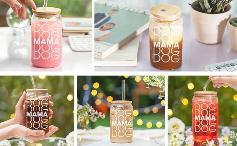 NewEleven Gifts For Dog Lovers, Dogs Owners, Dog Moms, Fur Mama - Dog Mom Gifts For Women - Cute Funny Gift For Women, Best Friend, Girlfriend - 16 Oz Coffee Glass