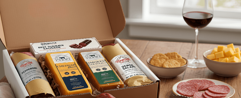 Charcuterie Food Items, Meat and Cheese Gift Basket Bundle – Salami, Summer Sausage - Charcuterie Board Food Gifts for Men - Father's Day, Mother's Day, Easter, House Warming, Care Package, Thanksgiving and Christmas Gifts