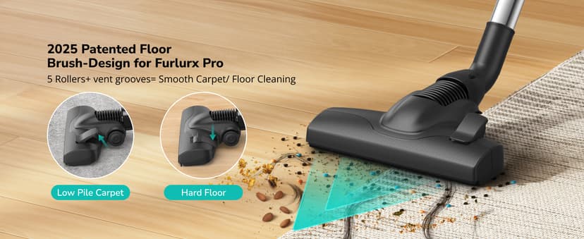 Canister Vacuum,1700W/45KPA Bagged Vacuum Cleaner,5L Large Capacity,Auto Cord Rewind,HEPA Filter,Low Noise,7.5M Cleaning Radius,Variable Power Control,Easy to Push,Hard Floor,Pet,Carpet,Upholstery,Car