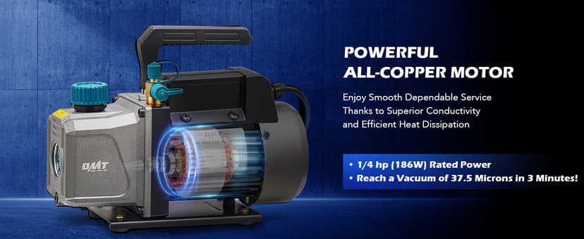 Orion Motor Tech Vacuum Pump, 3.5 cfm 1/4 hp HVAC Single Stage Vacuum Pump for R12 R22 R134a R410a R502, Auto AC Vacuum Pump Kit for Automotive Air Conditioner Resin Degassing & More, Oil Included