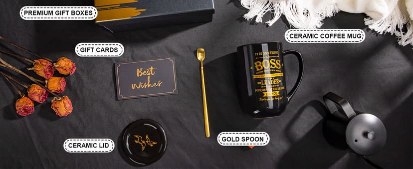 Boss Gifts - Best Bosses Day Gifts for Men Women - Funny Office Christmas Appreciation Gift for Boss Lady, Manager, Leader Female Male Birthday, Large 18 Oz Metal Glaze Ceramic Mug with Nice Gift Box