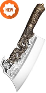 ROCOCO Viking Cleaver Knife Butcher Meat Cutting Boning Knife Hand Forged Chinese Kitchen Axe with Sheath Home Outdoor BBQ Camping Chirstmas Birthday Chirstmas Mother Father Gift Men