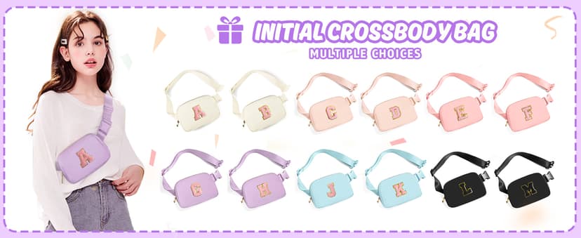 Gitus Gifts for 7 8 9 10 11 Year Old Girls Belt Bag Fanny Pack Crossbody Bags with Initial Letter Patch Birthday Gifts for Daughter Sister Friends Teen girls (Icing Blue-A)