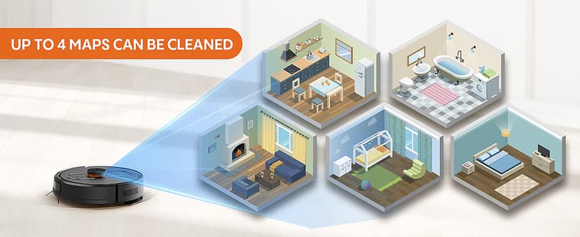 Robot Vacuum and Mop with Self-Emptying, 5000Pa Robotic Vacuum with Mapping, LiDAR Navigation, 90-Day Hands-Free Cleaning, Wi-Fi/App/Alexa Control, No-Go Zones,Ideal for Pet, Hard Floors, Carpet