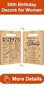 50th Birthday Gifts for Women Canvas Tote Bag Travel Gear, Unique 50 Years Old Gifts for Wife Sister Mom Aunt Friends Her, Vintage 1975 Handbag & Cosmetic Bag & Back in 1975 Poster