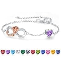 Iefil Rose Heart Necklaces Gifts for Women - 925 Sterling Silver Heart Initial Necklace, Anniversary Birthday Gifts for Women, Jewelry Gift for Wife Wife Girlfriend Mom